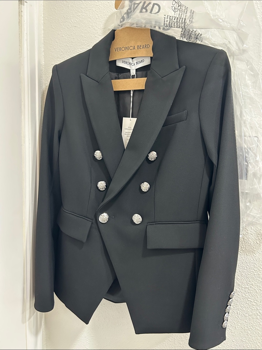 Veronica Beard Miller Dickey Jacket - black with silver buttons. Size 2 - Picture 3 of 6